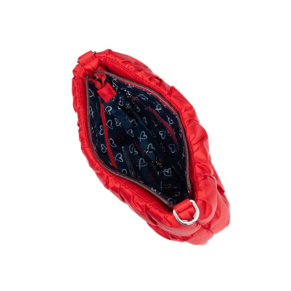 Lug Flounce Ruched Crossbody Bag Poppy Red Cherry Red - Picture 3 of 13